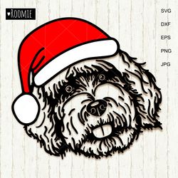 christmas labradoodle with santa hat svg, golden doodle svg, poodle dog shirt design car decal /71