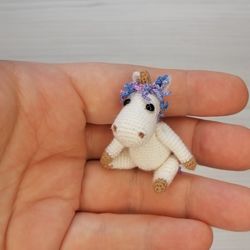 White unicorn toy, little unicorn figurine, toy for doll, dollhouse miniature, miniature animals, handmade unicorn.