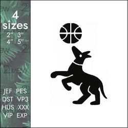 Basketball Dog Embroidery Design, animal ball, 4 sizes
