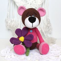 Teddy bear stuffed toy Personalized Bear pink soft toy Baby shower gift