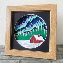 3D Nordic Winter Shadow Box SVG/ Christmas Cricut Project/ Northern Lights 3D Cardstock/ For Cricut/ For Silhouette