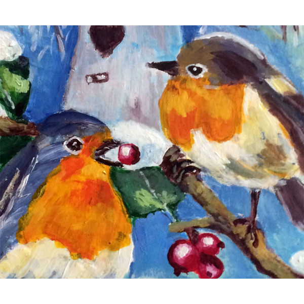 tiny robins and berries