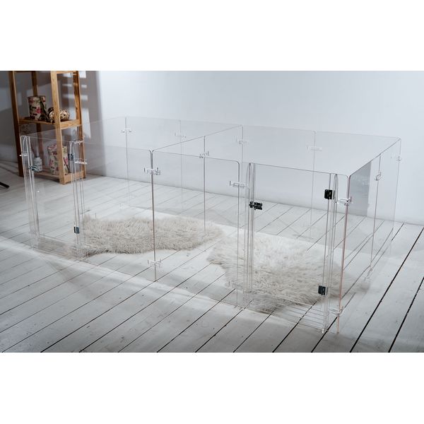 plexiglass clear transparent double modern large pet playpen indoor,  28&quot; high, with 2 doors