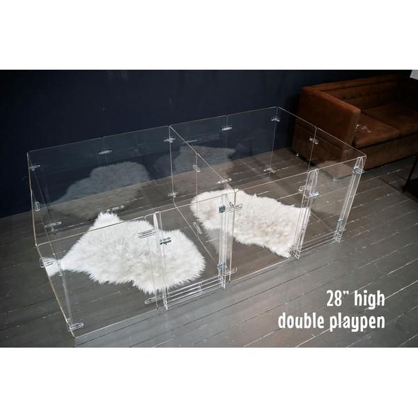 DSC0345.jpgplexiglass double acrylic dog puppy playpen, 28 inches high