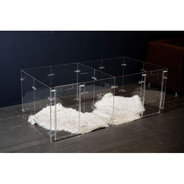 clear transparent double modern large pet playpen indoor,  24&quot; high, with 2 doors