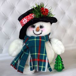 Plush Snowman doll. Soft toy. Interior doll. Ready to ship doll