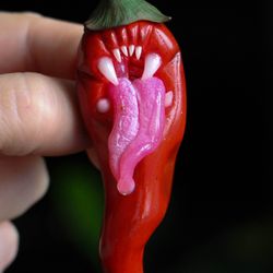 Gothic creepy chilli pepper brooch