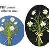 Embroidery Pattern Flowers Beginner. Stitch Guide Needlepoint. Floral Bouquet Embroidered Design. Chamomile Flower Embroidery. Daisy Floral Bouquet Embroidery.3