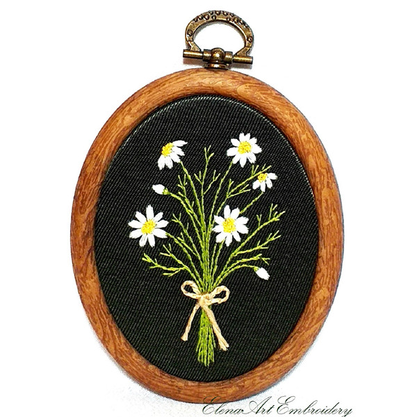 Embroidery Pattern Flowers for Beginner. Stitch Guide Needlepoint. Floral Bouquet Embroidered Design. Chamomile Flower Embroidery. Daisy Floral Bouquet Embroide