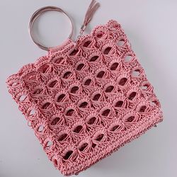 Crochet mesh bag pattern PDF and video tutorial, digital instant download