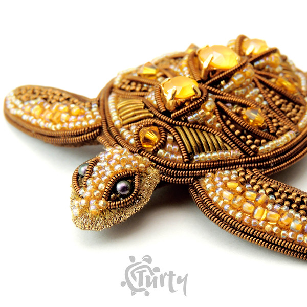 Bronze turtle brooch with yellow crystals .jpg