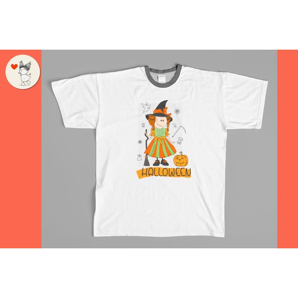 GIRL IN THE COSTUME OF THE WITCH FOR HALLOWEEN t-shirt.jpg