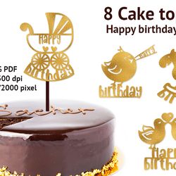 Cake topper. Happy birthday SVG