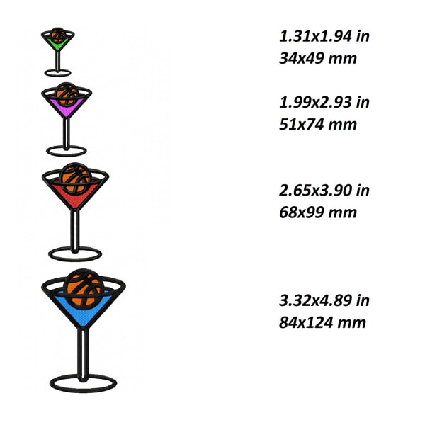 basketball nba ball wine glass machine embroidery designs