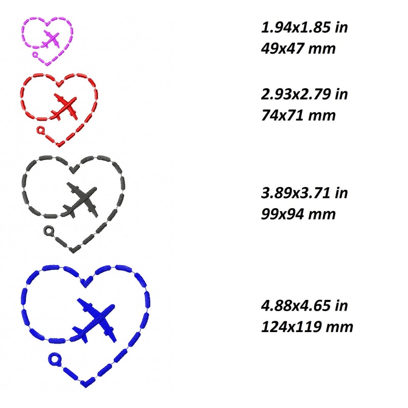 traveler airplane heart love machine embroidery designs