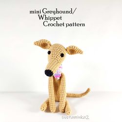 Crochet Dog Pattern Amigurumi Dog Pattern Greyhound Whippet