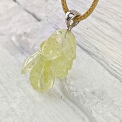 Bee pendant   from Yellow natural stone, dainty women's necklace, gift for woman.