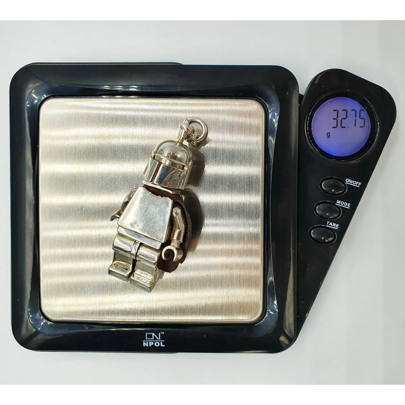 12 Lego Mandalorian Boba Fett CUSTOM MiniFigure Breloque Solid Sterling Silver.jpg