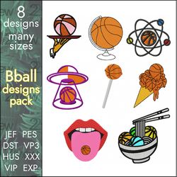 Unique Basketball Embroidery Design Pack, 8 ball designs
