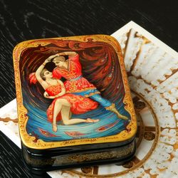 Firebird ballet lacquer box hand painted folk Kholui Art