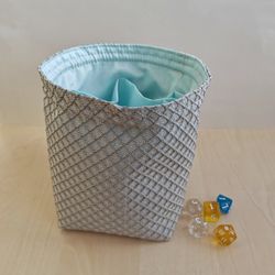 Large dice bag with pockets for 150-200 dice Silver jacquard