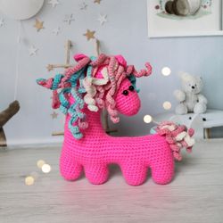 pink horse toy, pink horse stuffed animal, pink pony