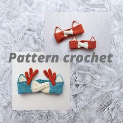 Headband crochet pattern, Headband Fox, Deer antler