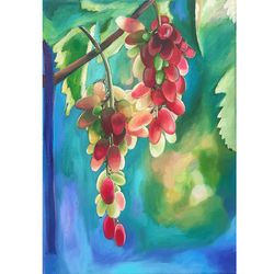 grape painting, still life painting, fruit artwork, 10 by 14 inches