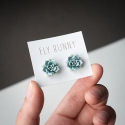 Turquoise succulent stud earrings
