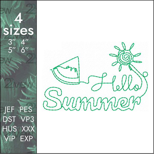 summer watermelon sun machine embroidery design