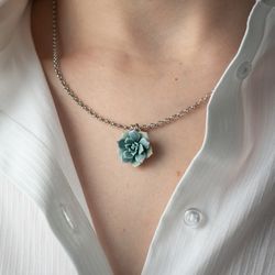 turquoise succulent necklace