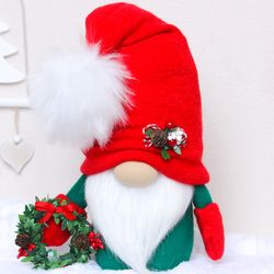 Christmas Gnome with a Christmas wreath