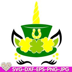 St Patricks Day Lucky Green Shamrock Lucky Unicorn digital design Cricut svg dxf eps png ipg pdf cut file
