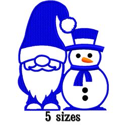 Christmas embroidery designs winter gnome and snowman. Embroidery designs trendy. Instant download.