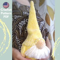 Plush Gnome Crochet Pattern, large crochet gnome pattern, crochet gnome amigurumi, stuffed gnome pattern