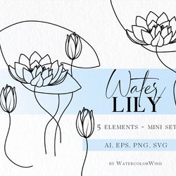 water lily birth month flower svg files july birthday flower clipart for instant download