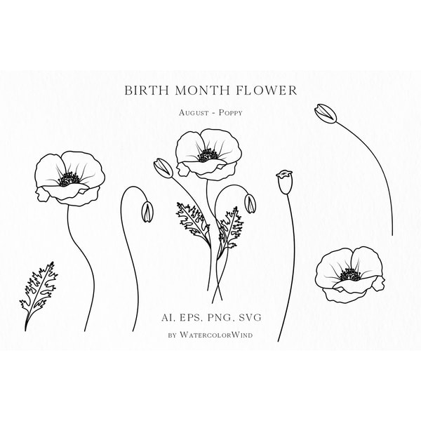 Poppy Birth Month Flower SVG Files August Birthday Flower Cl Inspire Poppy birth month flower svg files august birthday flower cl inspire