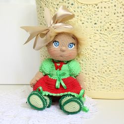 Personalized doll gift for baby shower Crochet stuffed doll Christmas gift for girl