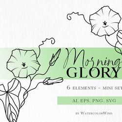 Morning Glory Birth Month Flower SVG files September Birthday Flower Clipart For Instant Download