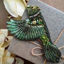 Bird brooch pin, with crystals, as a gift to a woman on a solemn occasion, a true connoisseur of art, bird lovers gifts