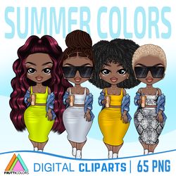Summer Girl Clipart - African American Dolls