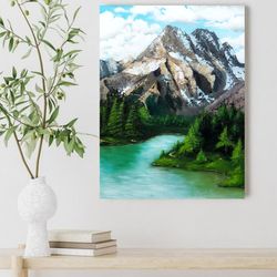 acrylic painting on canvas mountain landscape original handmade painting