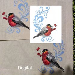 Machine Embroidery Design Cross Stitch Bird Pattern Home Furnishing Gift Linen Napkin Digital Embroidery Download file