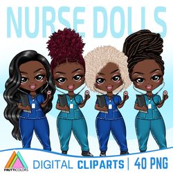 Nurse Life Clipart Bundle with Afro Dolls