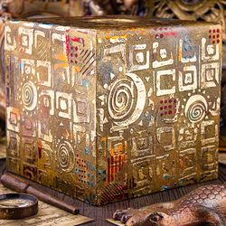 Golden Abstract Funny African Ethnic Signs Tissue Box Cover Square Gold Home Decor