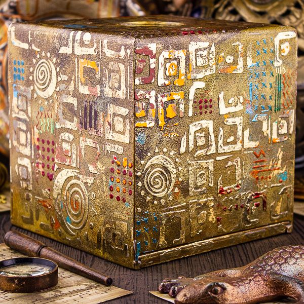 golden_colorful_funny_ethnic_african_signs_wooden_tissue_box_square_3.jpg