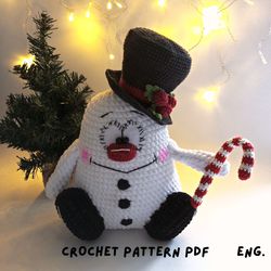 Crochet pattern for Snowman christmas toy, PDF English amigurumi, Snowman PDF Crochet Pattern,Toy Winter Christmas.