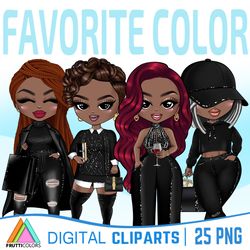 Dolls In Black Clothes Clipart Bundle - African American PNG