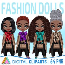 African American Boss Girl Clipart Bundle - Autumn Girl Clipart, Fall Fashion Girl, Boss Lady Clip Art, Autumn PNG