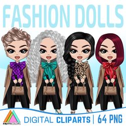 Boss Girl Clipart Bundle - Autumn Girl Clipart, Fall Fashion Doll PNG, Boss Lady Clip Art, Curvy Girl, Boss Babe PNG